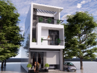 Revit Nhà phố 3 tầng 1 sân thượng 6x18m thiết kế hiện đại
