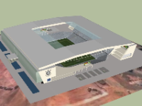 Sân vận động đá bóng 215x201m model sketchup