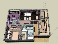 Sketchup 3d nội thất căn hộ chung cư