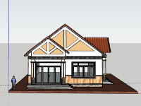 Sketchup Biệt thự 1 tầng 10x16m