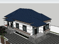 Sketchup biệt thự 1 tầng 8.7x20.7m