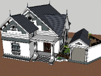 Sketchup biệt thự 1 tầng mới nhất