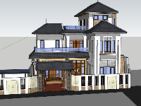 Sketchup biệt thự 2 tầng 1 tum đẹp nhất