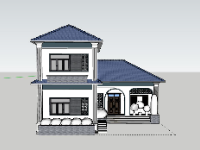 Sketchup Biệt thự 2 tầng 11x14m đẹp mắt