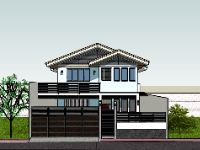 Sketchup Biệt thự 2 tầng 12x18m đẹp