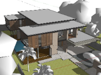 Sketchup Biệt thự 2 tầng 18x16m đẹp