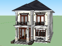 Sketchup biệt thự 2 tầng kích thước 8.4x12.6m