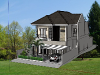 Sketchup biệt thự 2 tầng kích thươc s11x27m