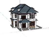 SKetchup biệt thự 2 tầng mái nhật đẹp nhất