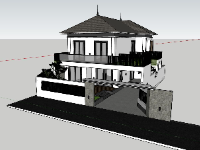 Sketchup biệt thự 2 tầng model 12.1x18.5m