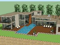 Sketchup biệt thự 2 tầng nghỉ dưỡng sang trọng