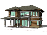 Sketchup biệt thự 2 tầng thiết kế model 3d