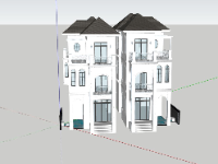 Sketchup biệt thự kép 3 tầng đẹp