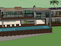 Sketchup biệt thự nghỉ dưỡng 2 tầng cao cấp