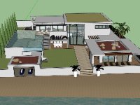 Sketchup biệt thự villa 2 tầng kích thước 37x48.2m