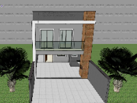 Sketchup dựng mẫu Nhà phố 2 tầng 5.8x16.8m