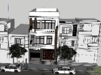 Nhà phố 3 tầng,Model su nhà phố 3 tầng,sketchup nhà phố 3 tầng