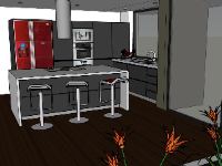 Sketchup mẫu 3d nội thất phòng bếp đẹp