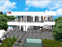 Sketchup mẫu biệt thự 2 tầng 2024