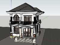 sketchup biệt thự 2 tầng,model su biệt thự 2 tầng,mẫu biệt thự 2 tầng