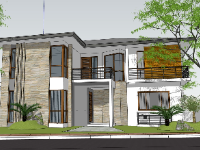 Sketchup mẫu biệt thự 2 tầng đẹp