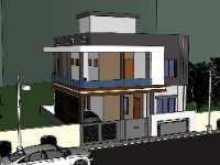 Sketchup mẫu biệt thự 2 tầng đẹp mới