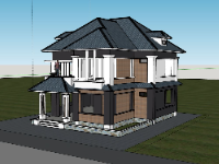 Sketchup mẫu biệt thự 2 tầng đẹp nhất hiện nay