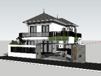 Sketchup mẫu biệt thự 2 tầng hiện đại 2020