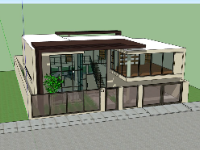 Sketchup mẫu biệt thự 2 tầng thiết kế 2023