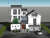 Sketchup mẫu biệt thự 3 tầng đẹp nhất 3d su