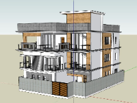 SKetchup mẫu biệt thự 3 tầng hiện đại