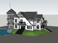 Sketchup mẫu biệt thự đẹp nhất 2 tầng