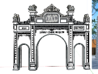 Sketchup mẫu cổng làng thiết kế đẹp