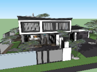 Sketchup mẫu dựng biệt thự 2 tầng