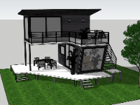 homestay,sketchup homestay 2 tầng,model su homestay