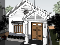 Sketchup mẫu nhà cấp 4 hiện đại