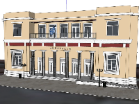 Sketchup mẫu nhà làm việc 2 tầng