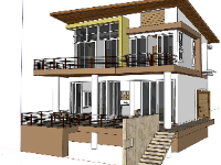 Sketchup mẫu nhà ở 2 tầng thiết kế đẹp