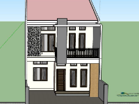 Sketchup mẫu nhà phố 2 tầng 2023