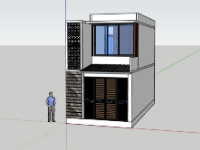 Sketchup mẫu nhà phố 2 tầng đẹp mắt