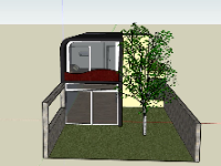 Sketchup mẫu nhà phố 2 tầng đơn giản hiện đại