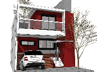 Sketchup mẫu nhà phố 2 tầng hiện đại