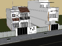 Sketchup mẫu nhà phố 2 tầng kích thước 7.4x17m