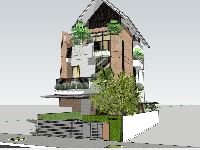 Sketchup mẫu nhà phố 3 tầng