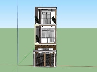 Sketchup mẫu nhà phố 3 tầng kích thước 4x29m