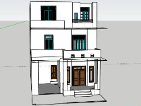 Sketchup mẫu nhà phố 3 tầng kích thước 8x14m