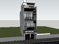 Sketchup mẫu nhà phố 3 tầng mới lạ