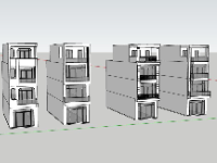 Sketchup mẫu nhà phố 4 tầng kích thước 4.7x18.2m
