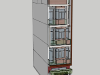 Sketchup mẫu nhà phố 5 tầng kích thước 4x13m