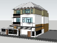 Sketchup mẫu thiết kế biệt thự 3 tầng đẹp mới